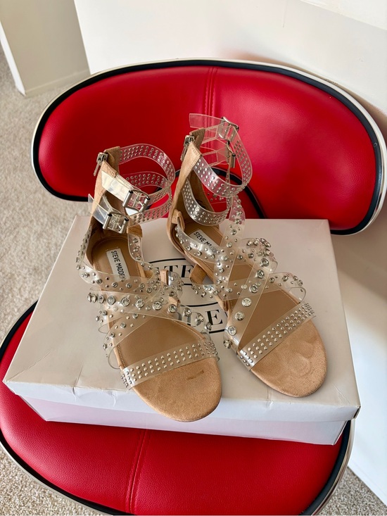 Steve Madden Shoes - Steve Madden Clear Studded Strappy Gladiator Sandal - Silver Accents